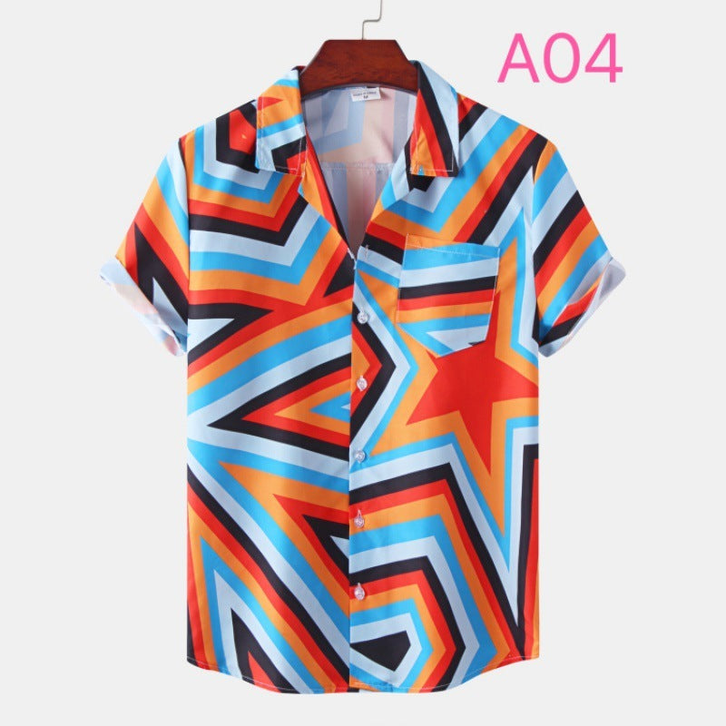 Fashion Loose Large Size Printed Casual Short Sleeve Floral Shirt