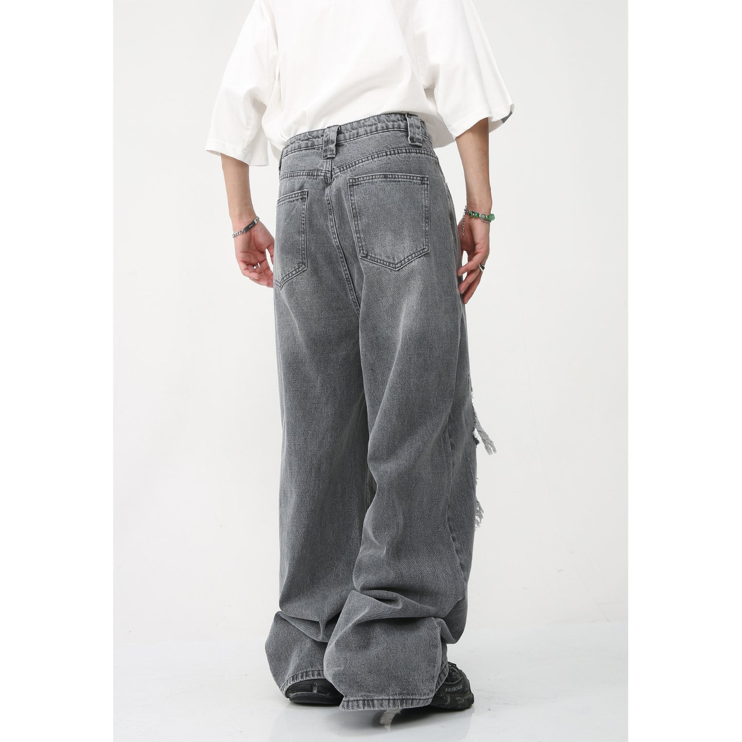 New Loose Wide Leg American Mopping High Street Hole & Patch Jeans