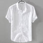 Short Sleeve Breathable Pure Linen Shirt For Men