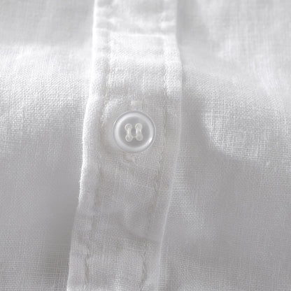 Short Sleeve Breathable Pure Linen Shirt For Men